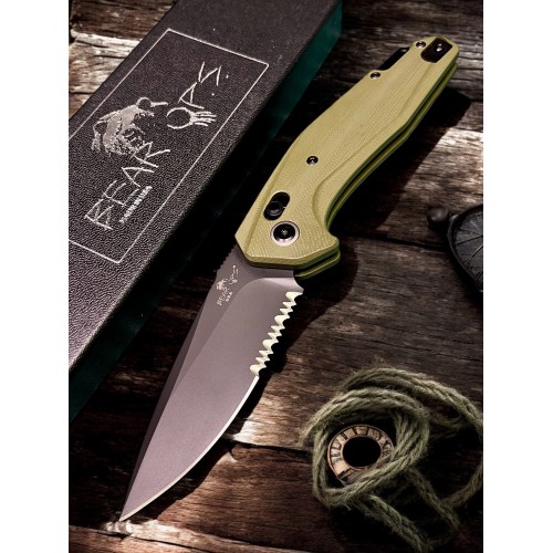 Нож складной Bear & Son BCAC2000G4BSR Katakt I, M390 Part Serrated Blade, OD Green Handle Нож складной Bear & Son BCAC2000G4BSR Katakt I, M390 Part Serrated Blade, OD Green Handle