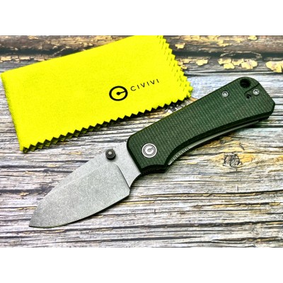 Нож складной Civivi C19068SB-1 Baby Banter, Stonewashed Nitro-V Blade, Green Micarta Handle