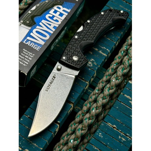 Нож складной Cold Steel Voyager Large, Aus10A StoneWashed Blade