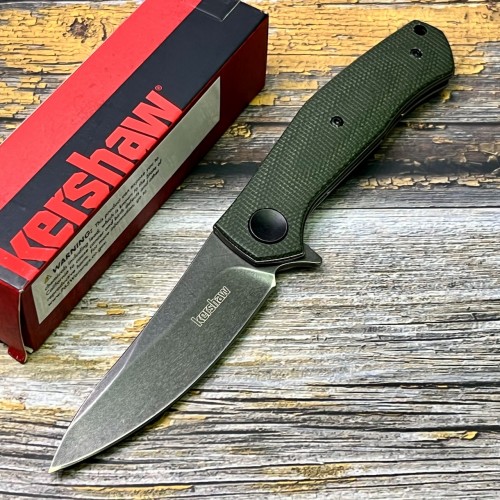 Нож складной Kershaw KS4020MCG Concierge, BlackWash Blade, OD Green Micarta Handle