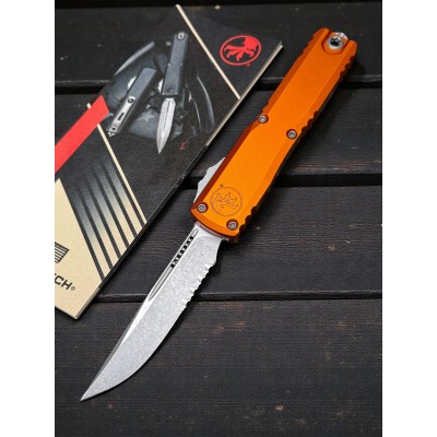 Нож складной MicroTech MCT1121411APOR Ultratech Gen IV, Apocalyptic PartSerrated Blade, Orange Handle Нож складной MicroTech MCT1121411APOR Ultratech Gen IV, Apocalyptic PartSerrated Blade, Orange Handle