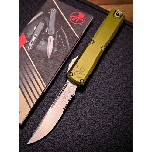 Нож складной MicroTech MCT1121411OD Ultratech Gen IV, StoneWash PartSerrated Blade, OD Green Handle Нож складной MicroTech MCT1121411OD Ultratech Gen IV, StoneWash PartSerrated Blade, OD Green Handle