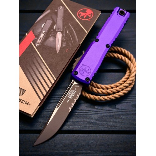 Нож складной MicroTech MCT112142PU Ultratech Gen IV, Black Part Serrated Blade, Purple Handle