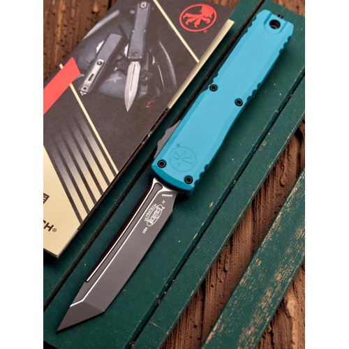 Нож складной MicroTech MCT112341CN Ultratech Gen IV, Black Blade, Cyan Handle