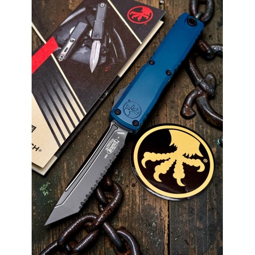 Нож складной MicroTech MCT112343DO Ultratech Gen IV, Black Serrated Blade, Dark Blue Handle