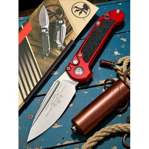Нож складной MicroTech MCT113510RD LUDT Gen III, StoneWash Blade, Red Handle