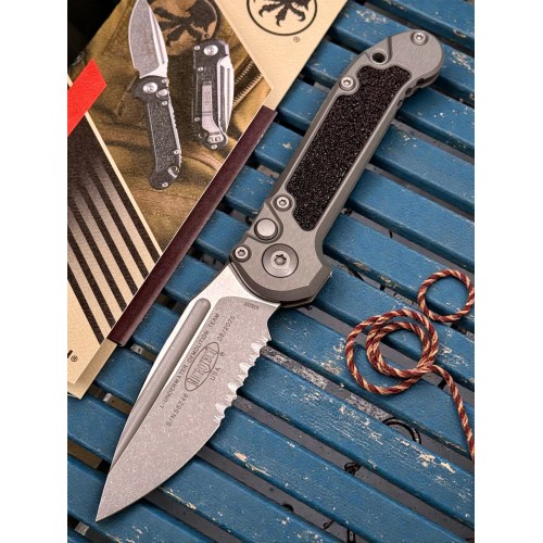 Нож складной MicroTech MCT113511APNC LUDT Gen III, Apocalyptic Part Serrated Blade, Natural Clear Handle
