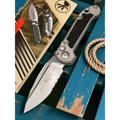 Нож складной MicroTech MCT113511NC LUDT Gen III, StoneWash Part Serrated Blade, Natural Clear Handle