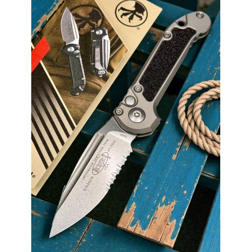 Нож складной MicroTech MCT113511NC LUDT Gen III, StoneWash Part Serrated Blade, Natural Clear Handle