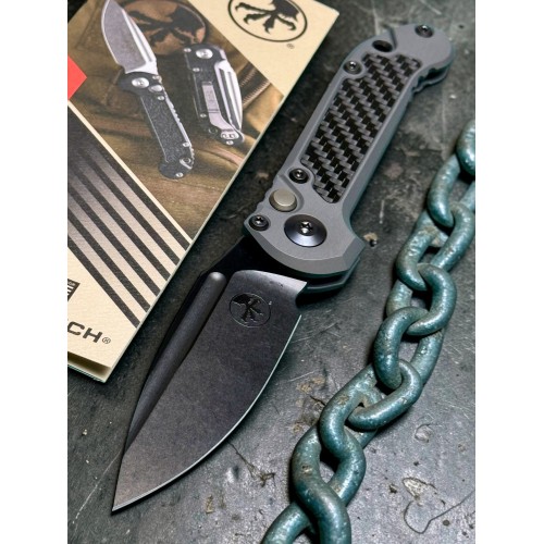 Нож складной MicroTech MCT11351DLCTNCC LUDT GenIII, Signature Series, DLC Blade, Natural Clear Handle, Carbon Fiber Inlay