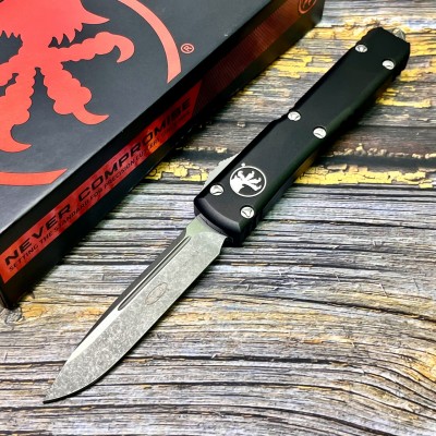 Нож складной MicroTech MCT12110AP Ultratech, M390 Apocalyptic Blade, Black Handle