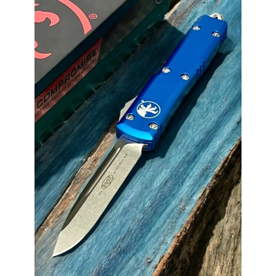 Нож складной MicroTech MCT12110BL Ultratech, StoneWash Blade, Blue Handle