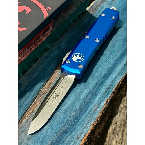 Нож складной MicroTech MCT12110BL Ultratech, StoneWash Blade, Blue Handle