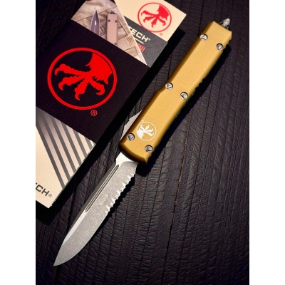 Нож складной MicroTech MCT12111APTA Ultratech, Apocalyptic Part Serrated Blade, Tan Handle