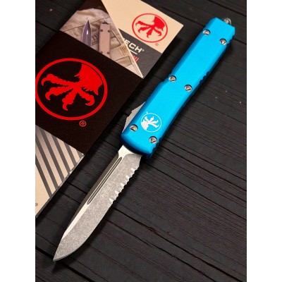 Нож складной MicroTech MCT12111APTQ Ultratech, Apocalyptic Part Serrated Blade, Turquoise Handle