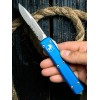 Нож складной MicroTech MCT12111BL Ultratech, PartSerrated StoneWash Blade, Blue Handle Нож складной MicroTech MCT12111BL Ultratech, PartSerrated StoneWash Blade, Blue Handle