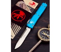 Нож складной MicroTech MCT12111TQ Ultratech, StoneWash Part Serrated Blade, Turquoise Handle