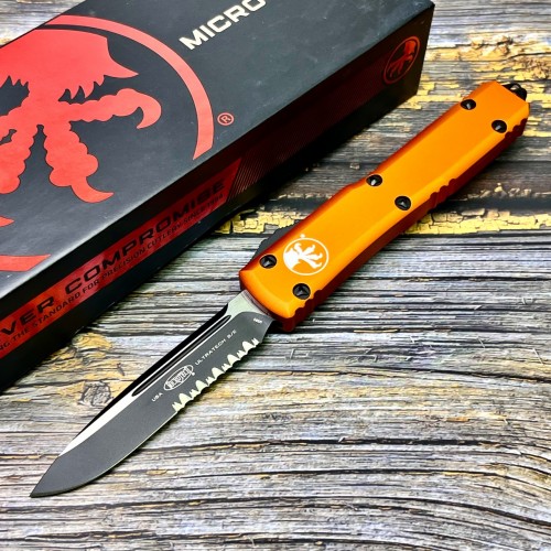 Нож складной MicroTech MCT1212OR Ultratech, M390 PartSerrated Black Blade, Orange Handle