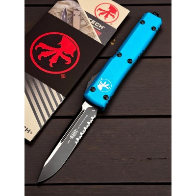 Нож складной MicroTech MCT1212TQ Ultratech, Black Part Serrated Blade, Turquoise Handle