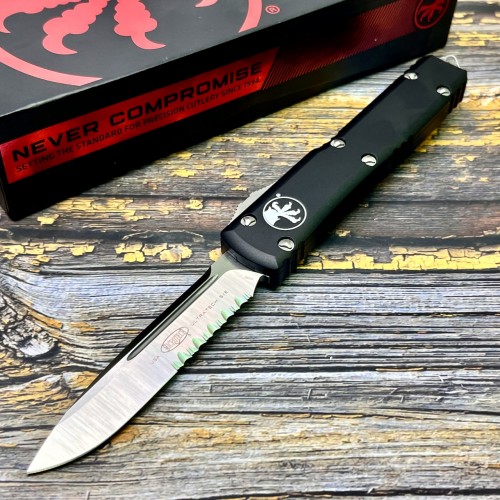 Нож складной MicroTech MCT1215 Ultratech, M390 PartSerrated Blade, Black Aluminium Handle