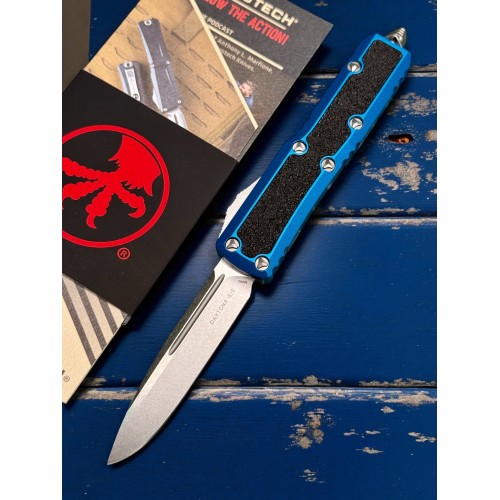Нож складной MicroTech MCT12410BLS Daytona, StoneWash Blade, Blue Handle
