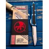 Нож складной MicroTech MCT12410BLS Daytona, StoneWash Blade, Blue Handle