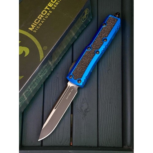 Нож складной MicroTech MCT1241BLS Daytona, Black Blade, Blue Handle