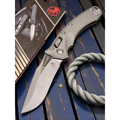 Нож складной MicroTech MCT137RL10APFLNC Amphibian Ram-Lok, Apocalyptic Blade, Fluted Natural Clear Handle