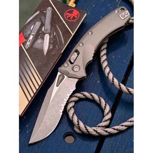 Нож складной MicroTech MCT137RL11APFLNC Amphibian Ram-Lok, Part Serrated Apocalyptic Blade, Fluted Natural Clear Нож складной MicroTech MCT137RL11APFLNC Amphibian Ram-Lok, Part Serrated Apocalyptic Blade, Fluted Natural Clear