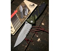 Нож складной MicroTech MCT16011APWL Socom Elite, Apocalyptic Part Serrated Blade, Woodlands Green Handle