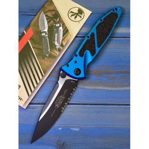 Нож складной MicroTech MCT1602BL Socom Elite, Part Serrated Black Blade, Blue Handle