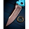 Нож складной MicroTech MCT1602TQ Socom Elite, Black Part Serrated Turquoise Handle
