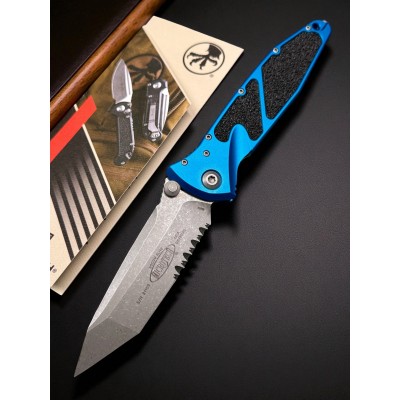 Нож складной MicroTech MCT16111APBL Socom Elite, Apocalyptic Part Serrated Blade, Blue Handle