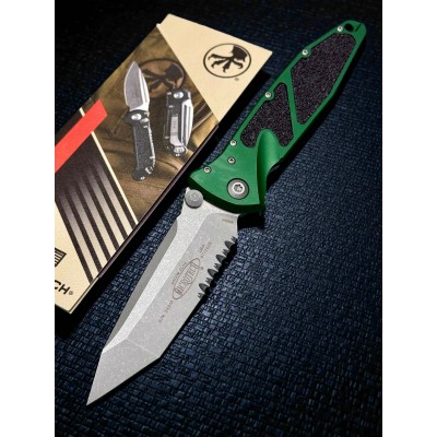 Нож складной MicroTech MCT16111APEG Socom Elite, Apocalyptic Serrated Blade, Emerald Green Handle