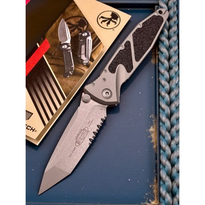 Нож складной MicroTech MCT16111APNC Socom Elite, Apocalyptic Part Serrated Blade, Natural Clear Handle