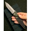 Нож складной MicroTech MCT16111APWL Socom Elite, Part Serrated Apocalyptic Blade, Woodlands Green Handle