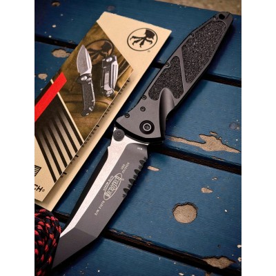 Нож складной MicroTech MCT1612T Socom Elite, Part Serrated Black Blade, Black Handle