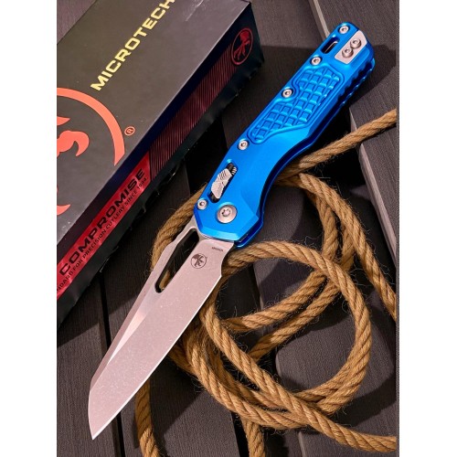 Нож складной MicroTech MCT21010APFRBL MSI, Apocalyptic Blade, Blue Aluminium Handle