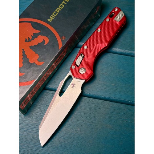 Нож складной MicroTech MCT21010FLRD MSI Ram-Lok, StoneWashed Blade, Red Aluminium Handle