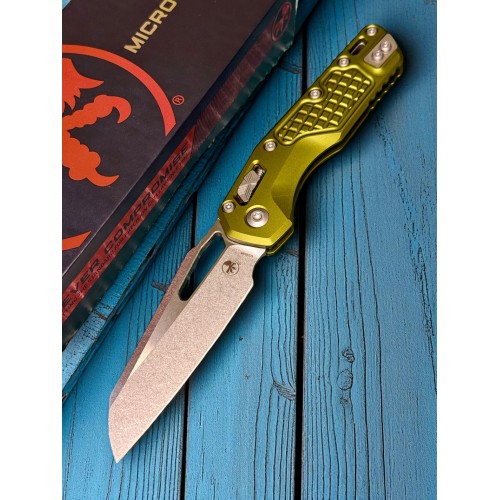 Нож складной MicroTech MCT21010FROD MSI Ram-Lok, StoneWashed Blade, Green Frag Handle