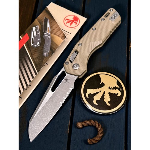 Нож складной MicroTech MCT21011APFLGTT MSI Ram-Lok, Part Serrated Apocalyptic Blade,Tan G10 Handle