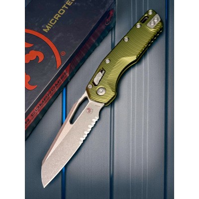 Нож складной MicroTech MCT21011APFLOD MSI Ram-Lok, Part Serrated Apocalyptic Blade, OD Green Handle