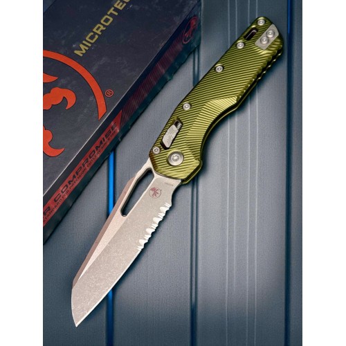 Нож складной MicroTech MCT21011APFLOD MSI Ram-Lok, Part Serrated Apocalyptic Blade, OD Green Handle