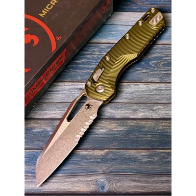 Нож складной MicroTech MCT21011FLOD MSI Ram-Lok, Part Serrated StoneWashed Blade, OD Green Handle