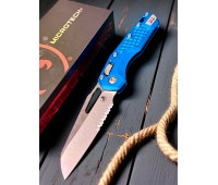 Нож складной MicroTech MCT21011FRBL MSI, Part Serrated StoneWash Blade, Blue Aluminium Handle