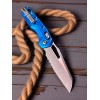 Нож складной MicroTech MCT21011FRBL MSI, Part Serrated StoneWash Blade, Blue Aluminium Handle