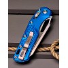 Нож складной MicroTech MCT21011FRBL MSI, Part Serrated StoneWash Blade, Blue Aluminium Handle