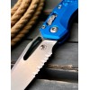 Нож складной MicroTech MCT21011FRBL MSI, Part Serrated StoneWash Blade, Blue Aluminium Handle