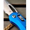 Нож складной MicroTech MCT21011FRBL MSI, Part Serrated StoneWash Blade, Blue Aluminium Handle