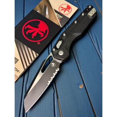 Нож закладной MicroTech MCT210T2PMBK MSI Ram-Lok, Part Serrated Black Blade